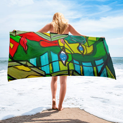 ArtzOnMe Green Beach Towel